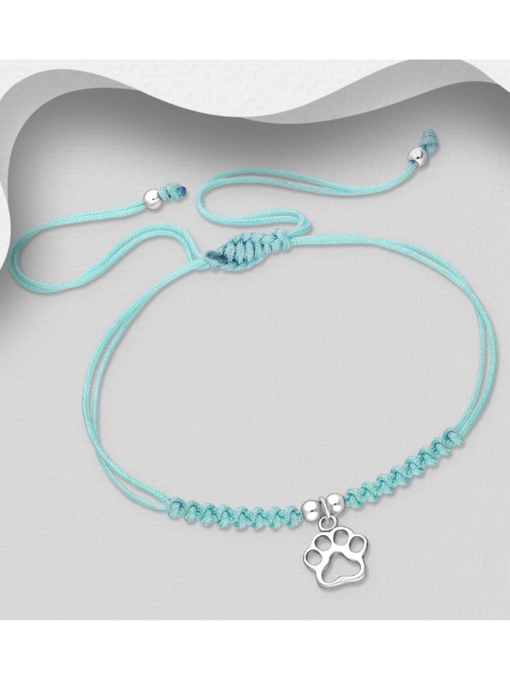 925 Sterling Silver Paw Adjustable Thread Bracelet